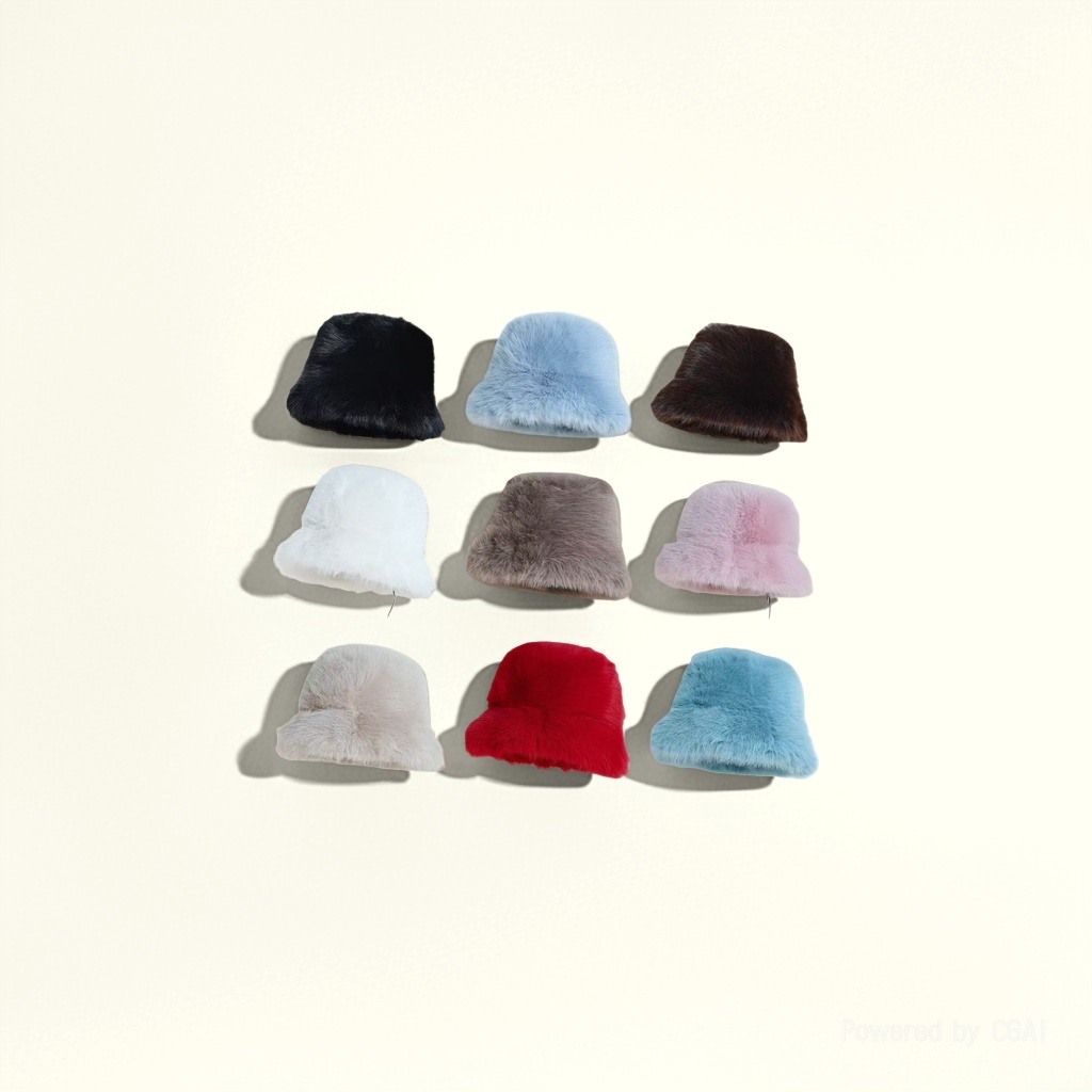 New autumn and winter styles of fur hats for women, plush fisherman hats, headwear, Korean-style versatile bucket hats and basin hats Specification image