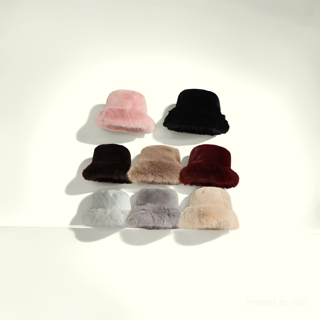 New autumn and winter styles of fur hats for women, plush fisherman hats, headwear, Korean-style versatile bucket hats and basin hats