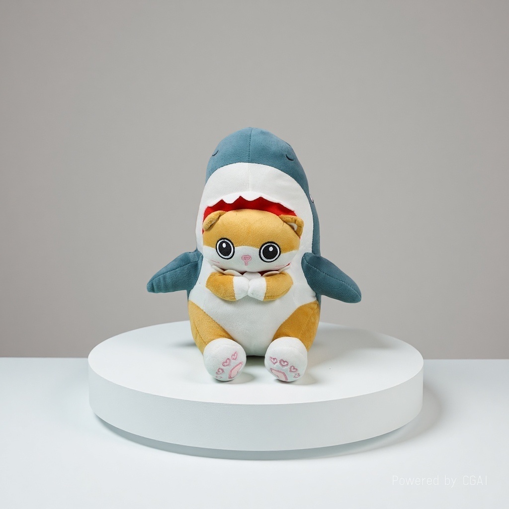 可爱鲨猫公仔毛绒玩具抖音同款生日礼物跨境玩偶抱枕热销软萌猫咪