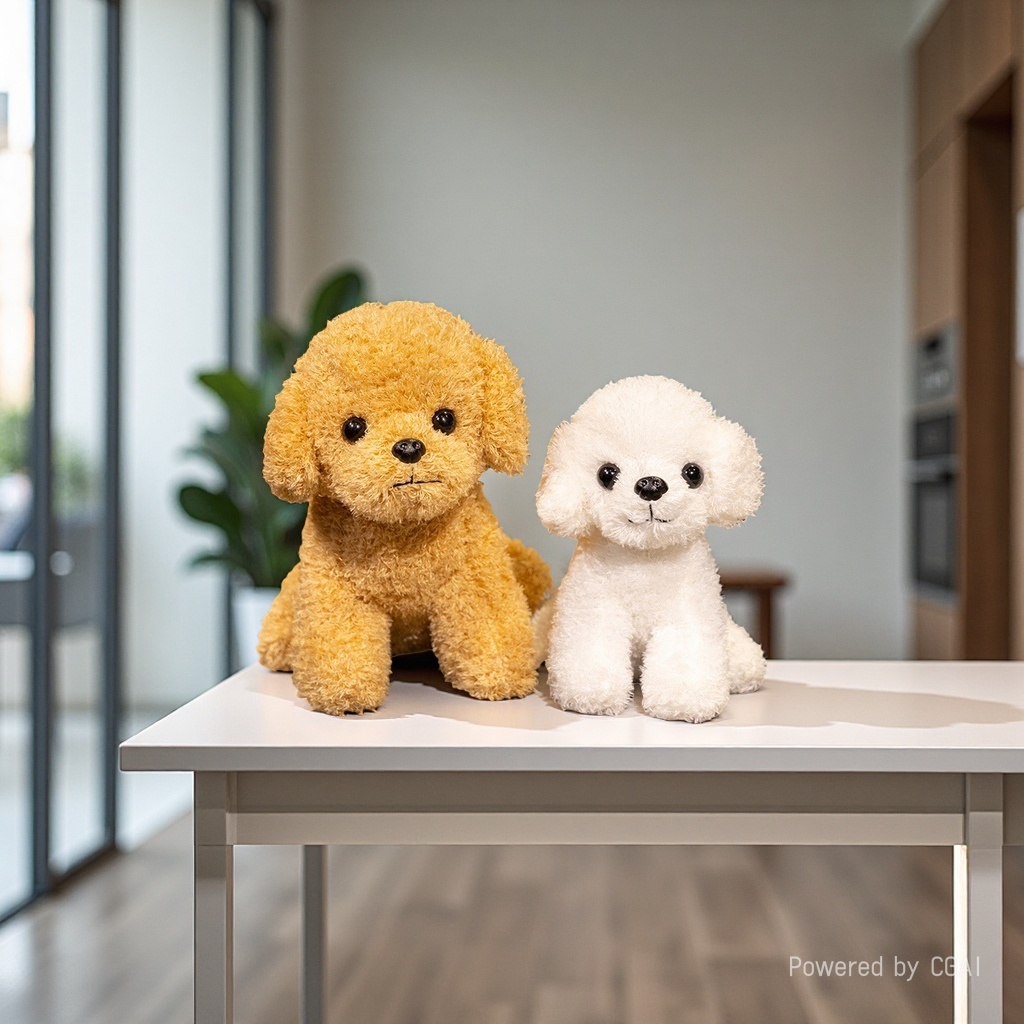 Simulated curly teddy dog plush toy, little dog, curly dog doll, children's companion and soothing doll