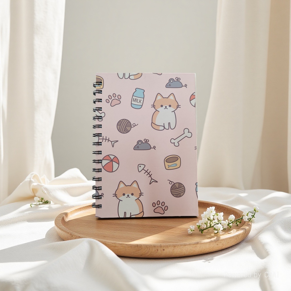 Donghu Paper Products A5 Soft and cute cat Cartoon Coil, this pink cover diary with a girlish heart, student stationery notebook