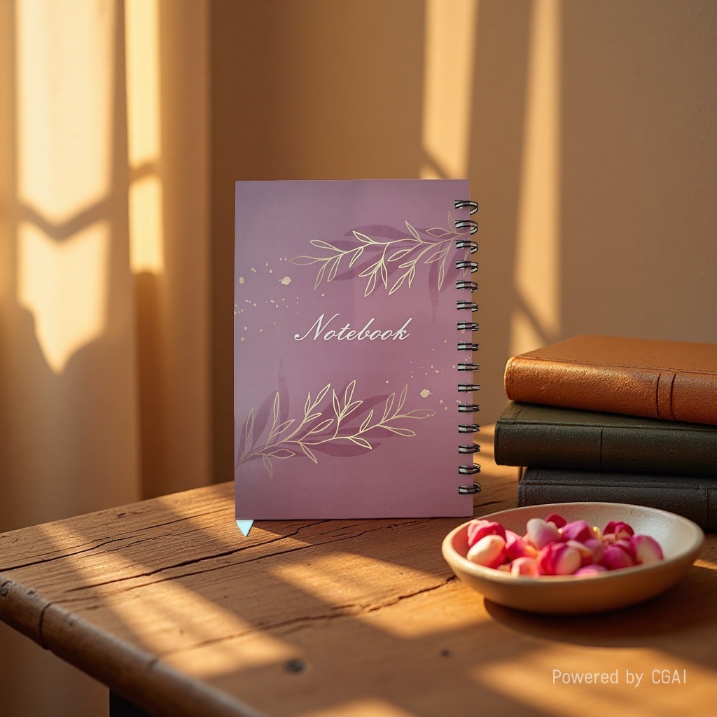 Donghu Paper Products A5 right-flip notebook with a high-end feel, a purple leaf-branch coil notebook, a simple and artistic style notepad Specification image