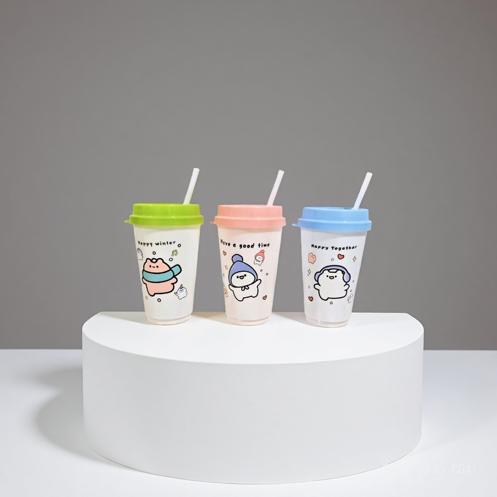 803B-7PP straw cup, 350ml, 3 pieces each
