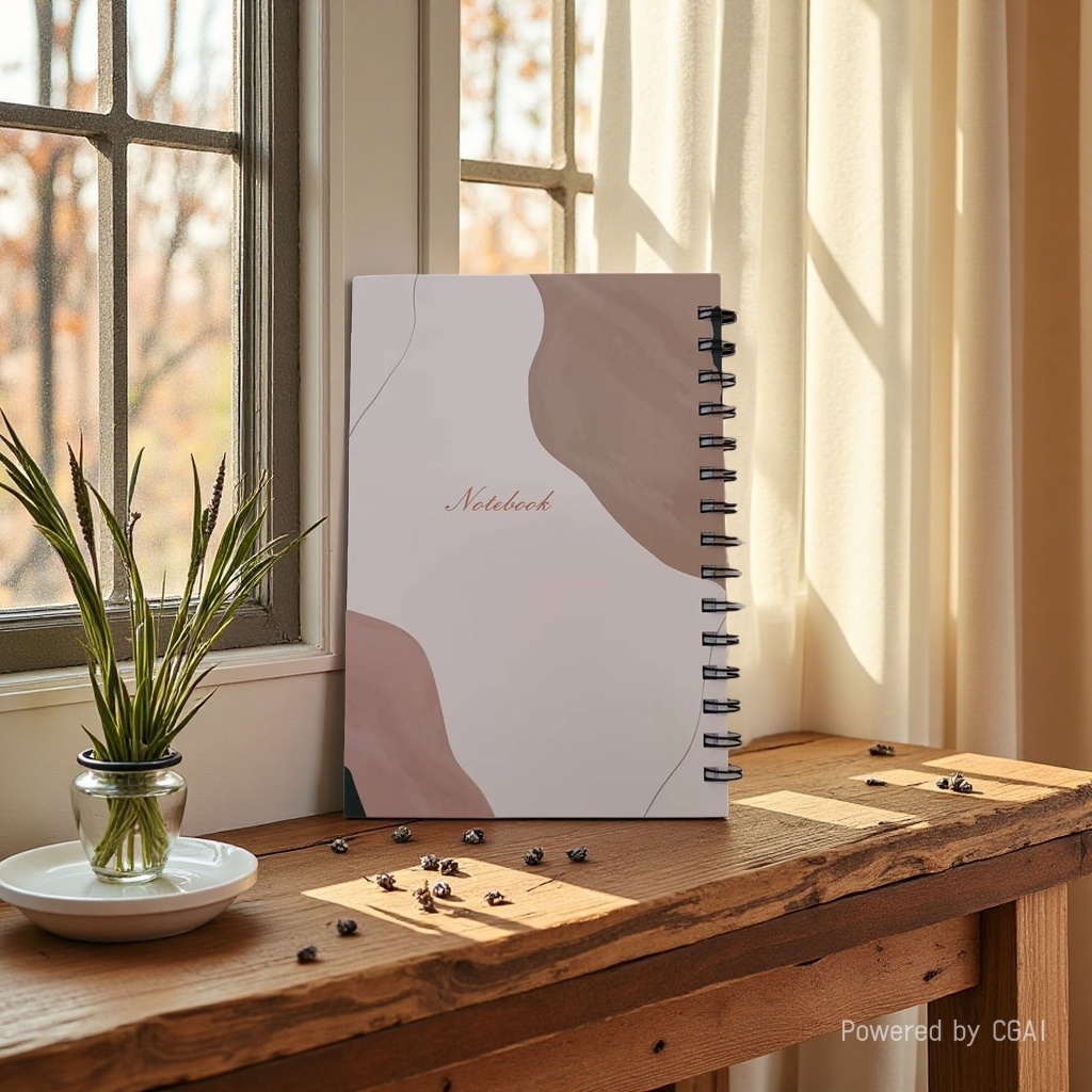 Donghu Paper Products A5 right-flip notebook with gentle Morandi color coil and abstract color block