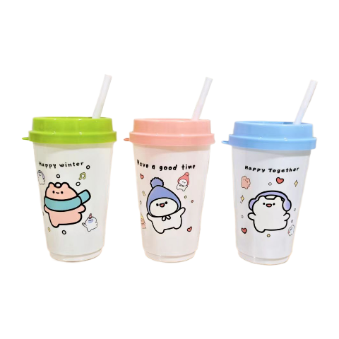 803B-7PP straw cup, 350ml, 3 pieces each Item Picture