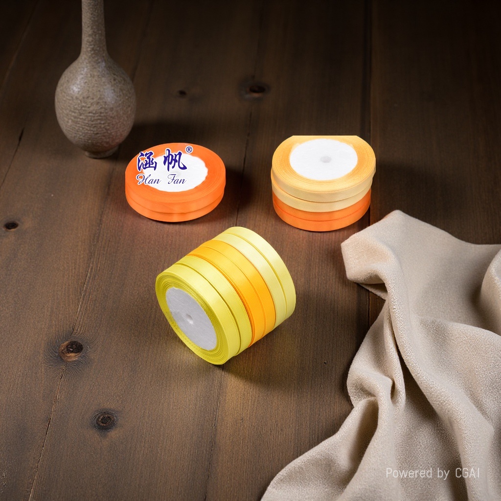 Wholesale of single-sided polyester ribbons, colored woven ribbons, satin ribbons, diy handmade hair accessories, clothing gift boxes, packaging ribbons, 142545716, 143830523 Application Scenario