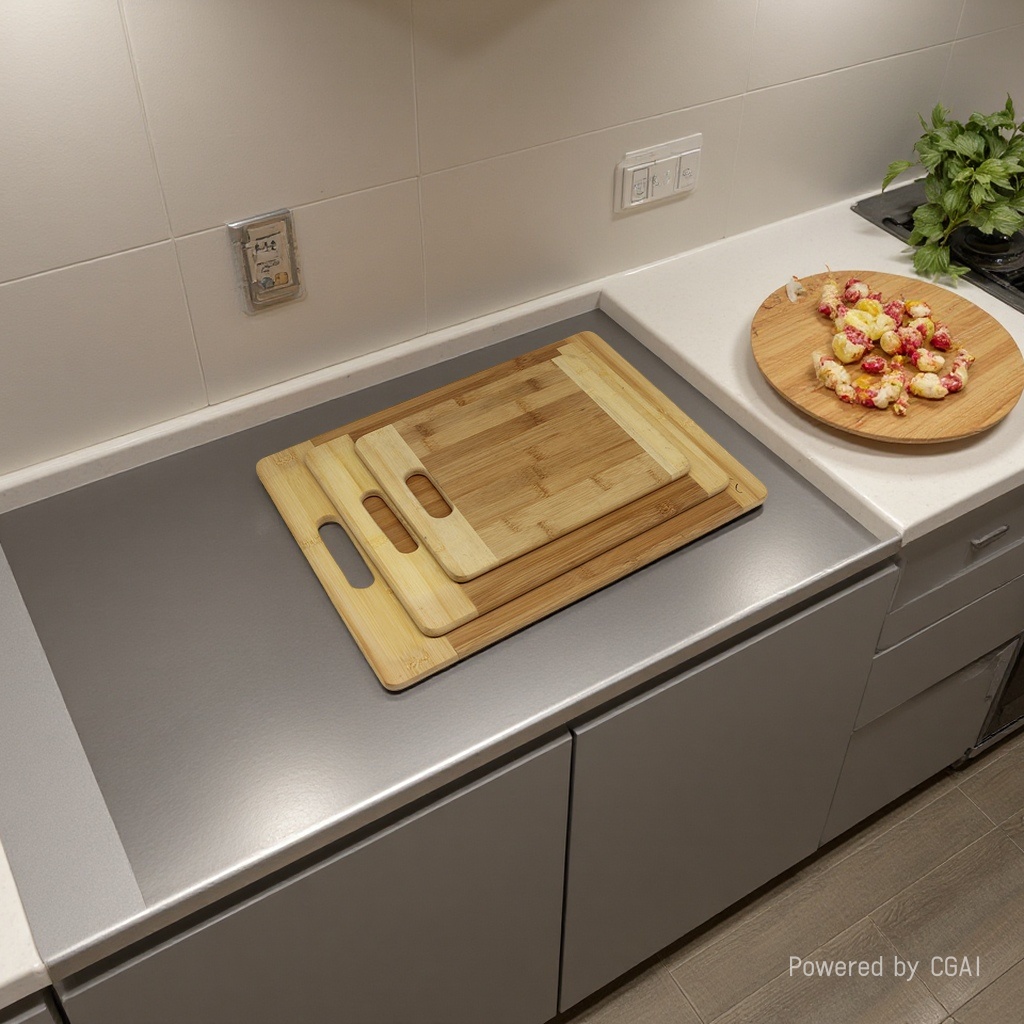 Bamboo and wood solid wood bamboo cutting board, antibacterial and anti-mold stainless steel cutting board, household kitchenware Specification image