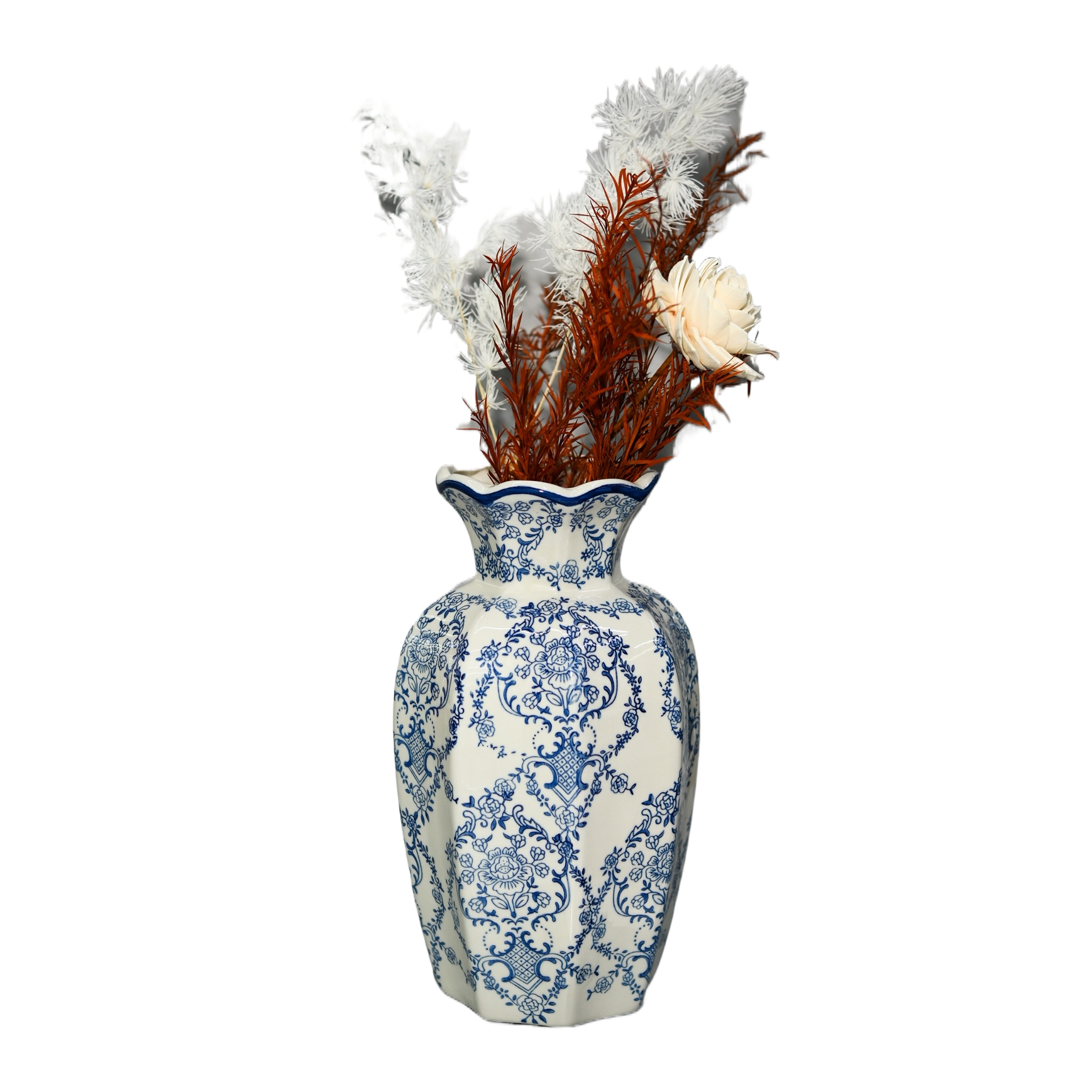 Blue and white ceramic vase decorative items, handcrafted in Jingdezhen Item Picture
