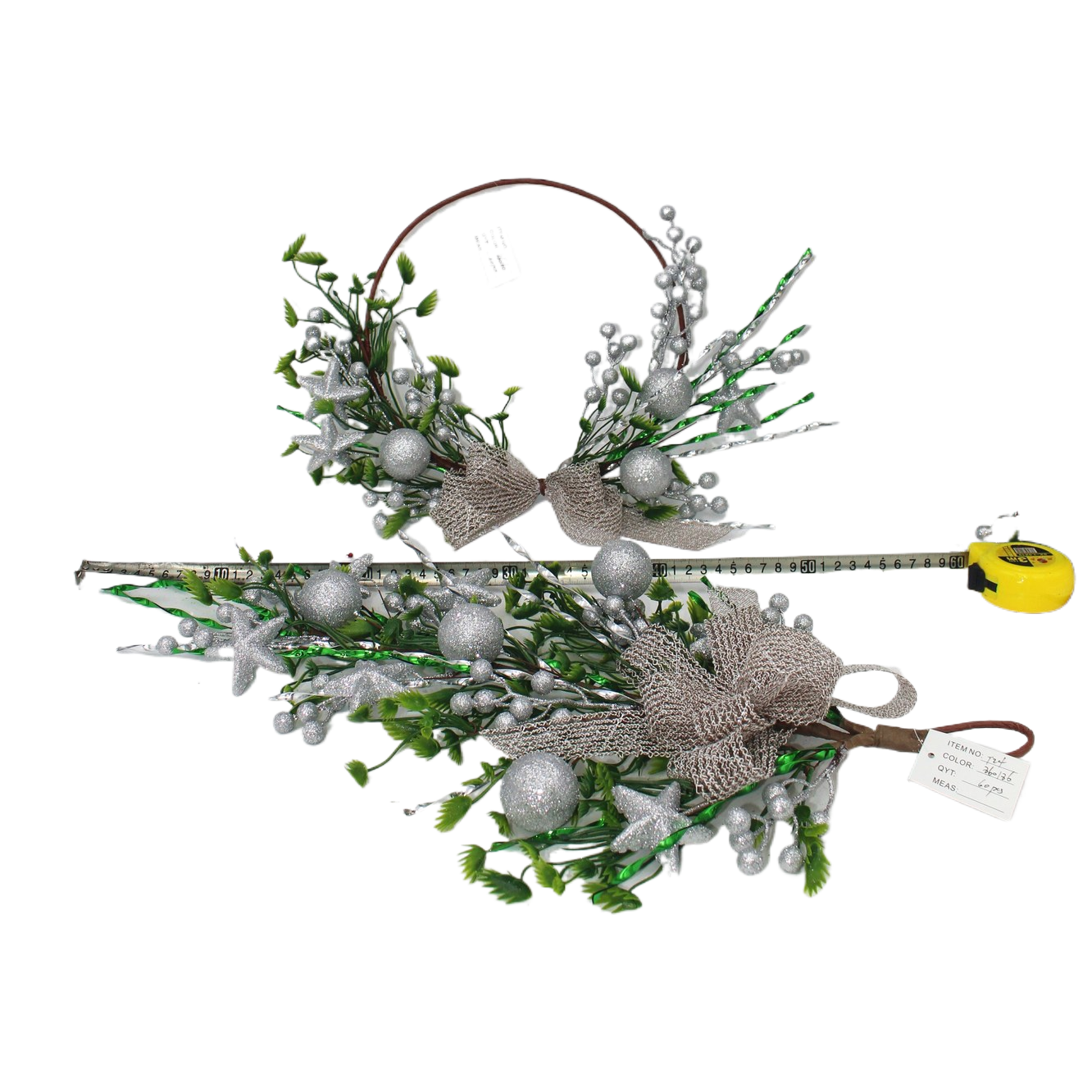 Sote Christmas Wreath Ring Christmas Decoration Santa Claus Red and Green Christmas Wreath Vine Decoration Set Item Picture