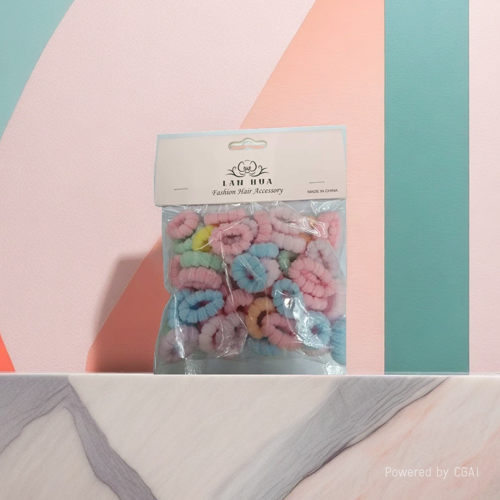A complete box of colorful plush hair bands, telephone lines, rubber bands, hair accessories and large intestine hair bands
