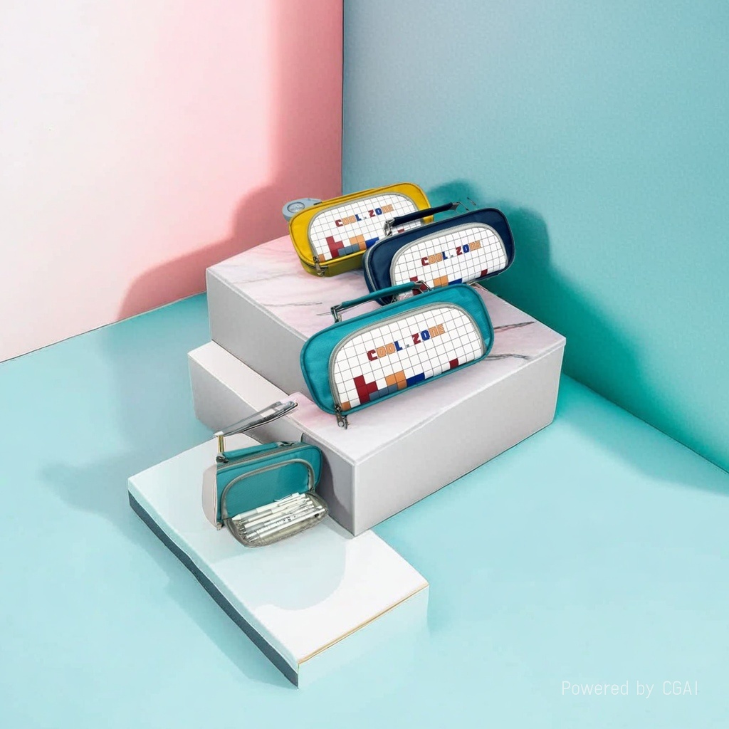 Simple and simple double-layer hand-held stationery for junior and senior high school students, with pen holders, pencil cases and pencil cases, for cross-border use Item Picture