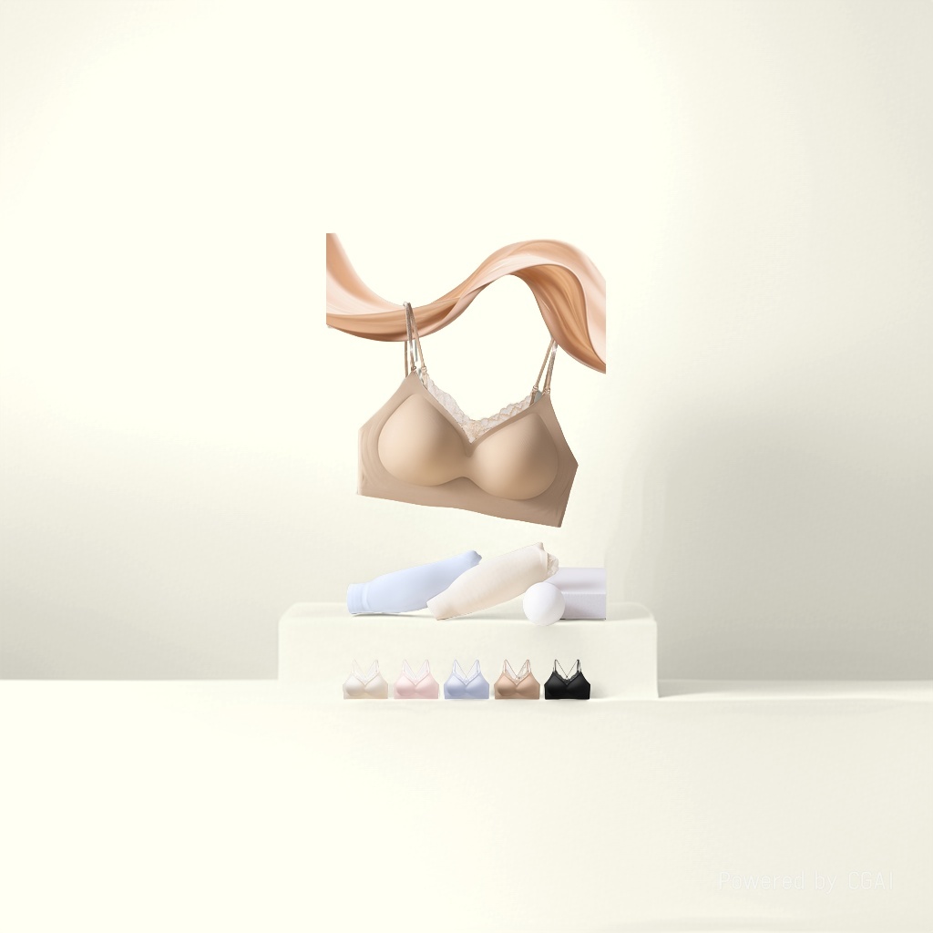 Girls' bra, round-neck seamless underwear, women's slimming and fashionable bra details Picture