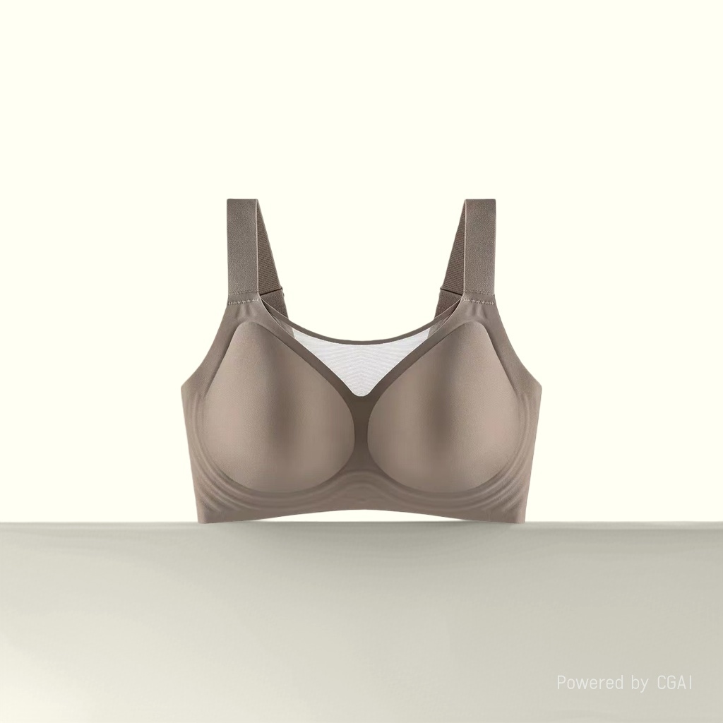 Four colors of bras without underwire are laid out to show black, gray, skin tone and white plus-size underwear, presenting a European and American style Item Picture