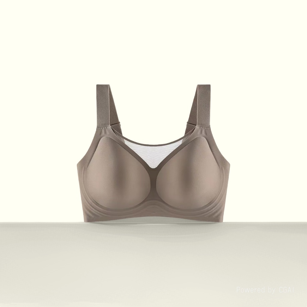 Four colors of bras without underwire are laid out to show black, gray, skin tone and white plus-size underwear, presenting a European and American style Application Scenario