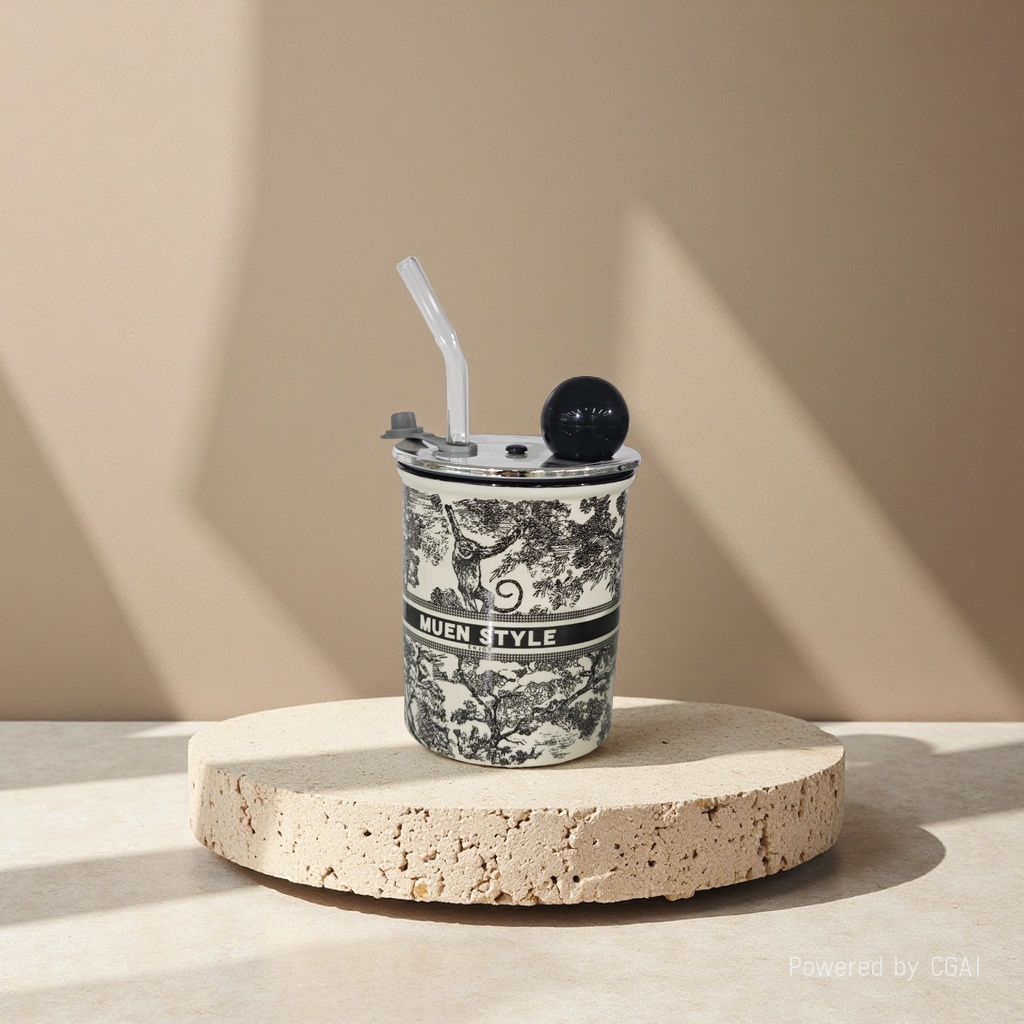 National trend black and white patterned ceramic water cup, other cups, simple and fashionable office and household cups Application Scenario