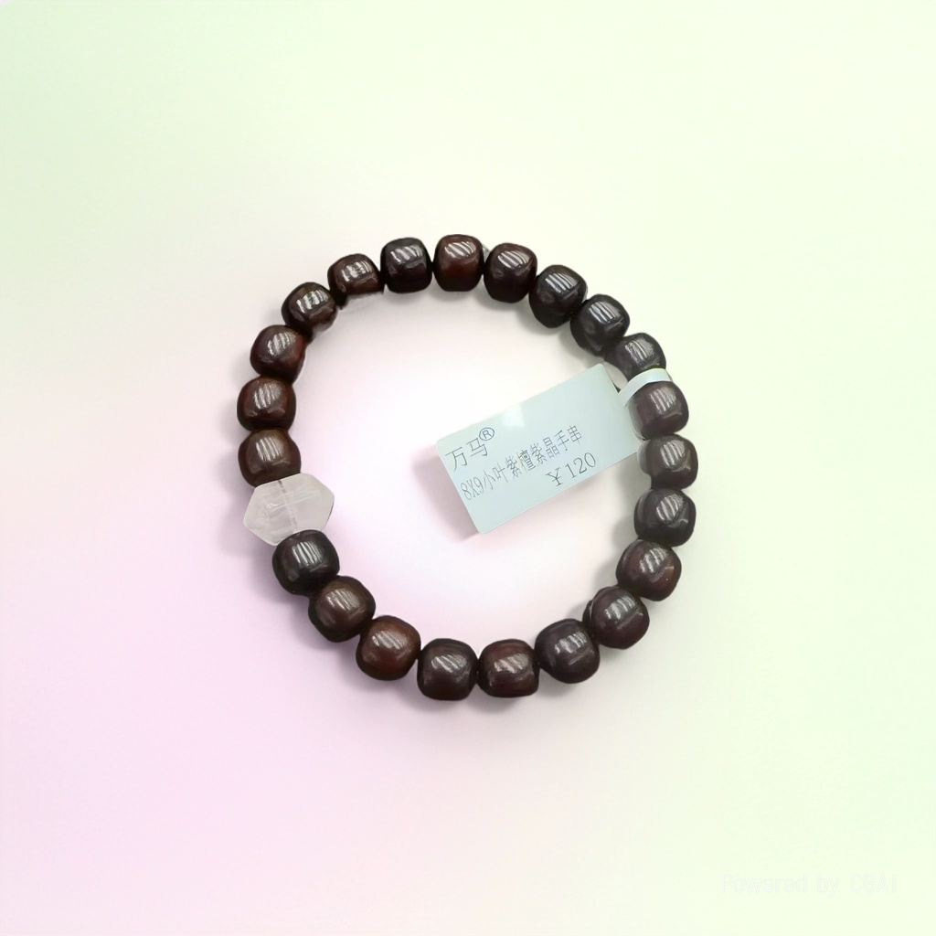 8*9 small-leaf red sandalwood purple crystal bracelet pic 4
