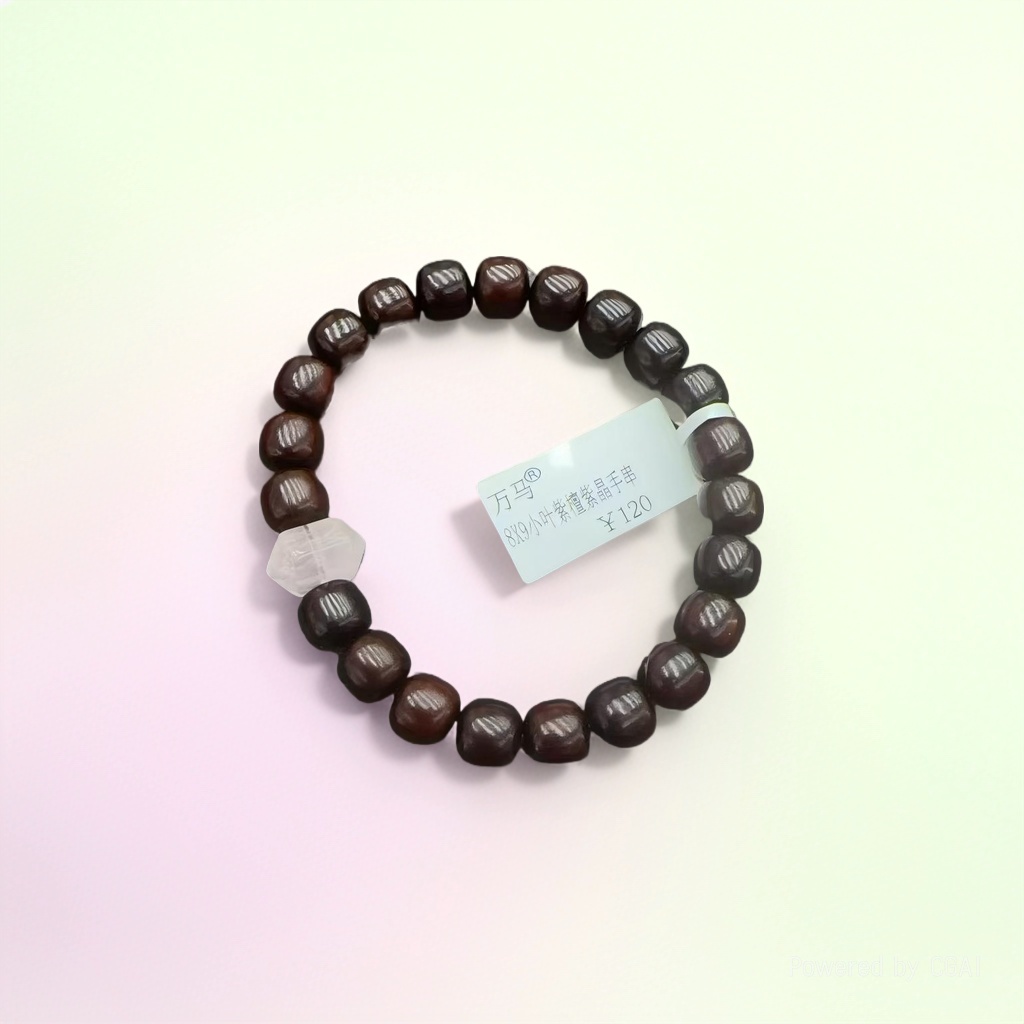 8*9 small-leaf red sandalwood purple crystal bracelet pic 3