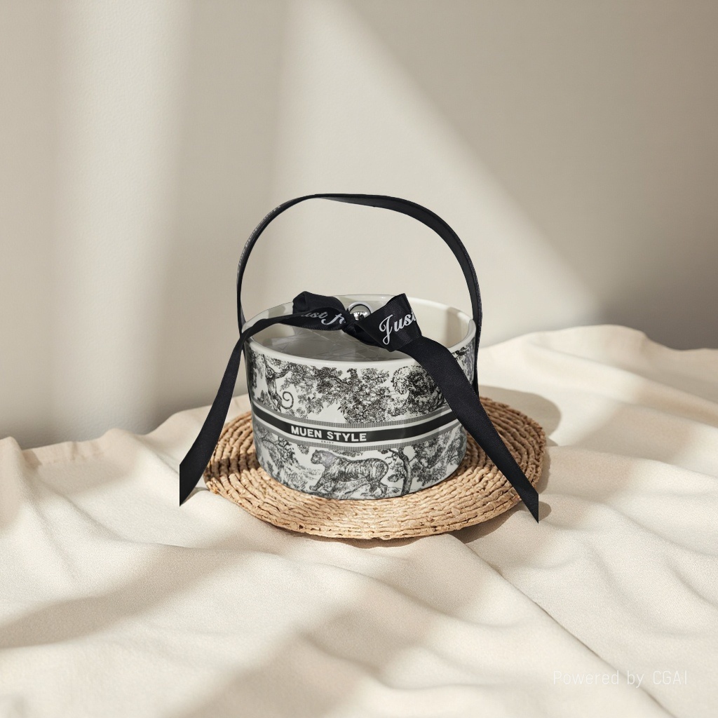 National Trend Ceramic textured fruit basket (Leather handle) DA style Jungle Application Scenario