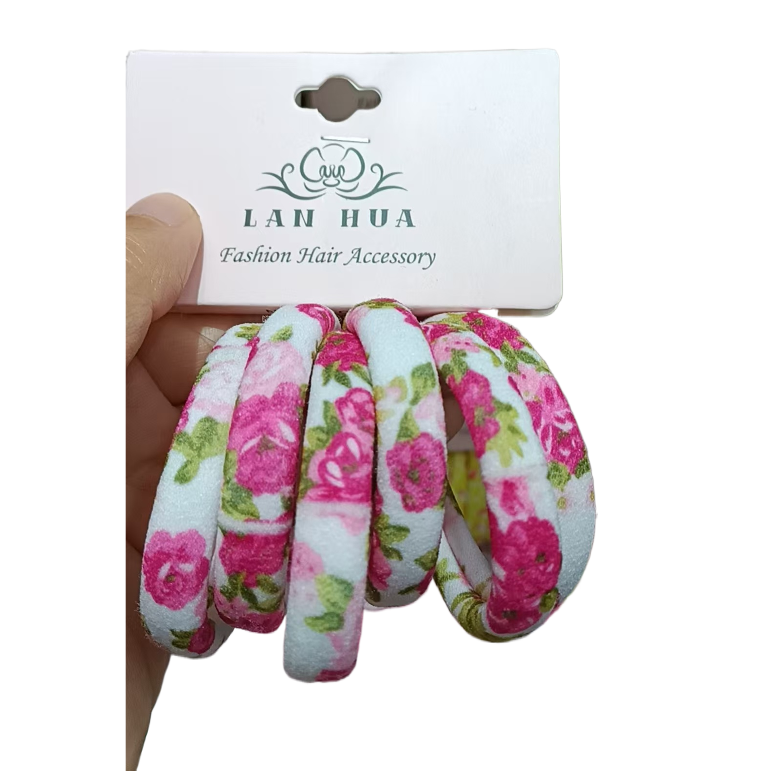A complete box of pink floral large intestine hair bands, telephone line rubber band hair accessories, cute and fashionable beauty accessories for women Item Picture