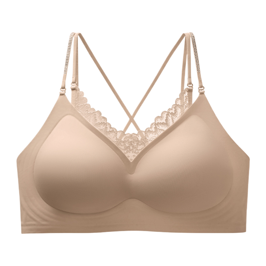 Girls' bra, round-neck seamless underwear, women's slimming and fashionable bra pic 6