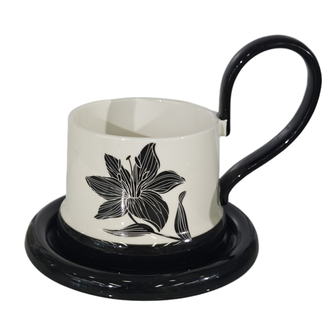 National trend ink-wash lily ceramic cup, a fresh and simple household ceramic cup Item Picture