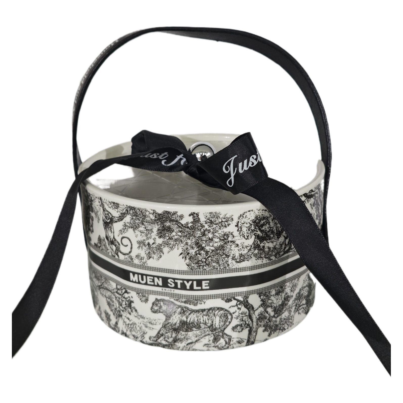 National Trend Ceramic textured fruit basket (Leather handle) DA style Jungle Item Picture