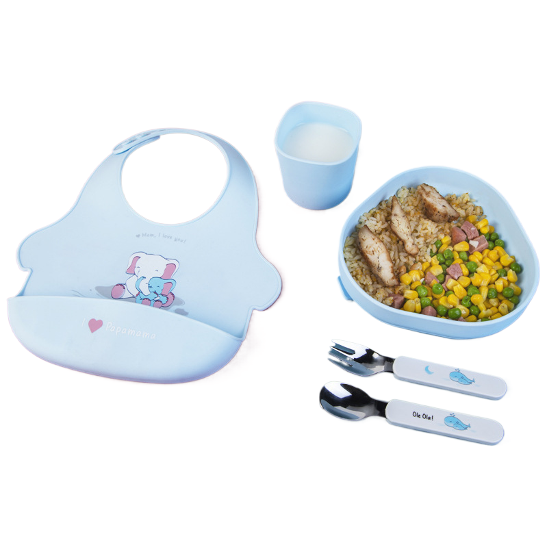 硅胶餐具/玩具/母婴/硅胶宝宝餐具/跨境电商硅胶儿童碗白底实物图