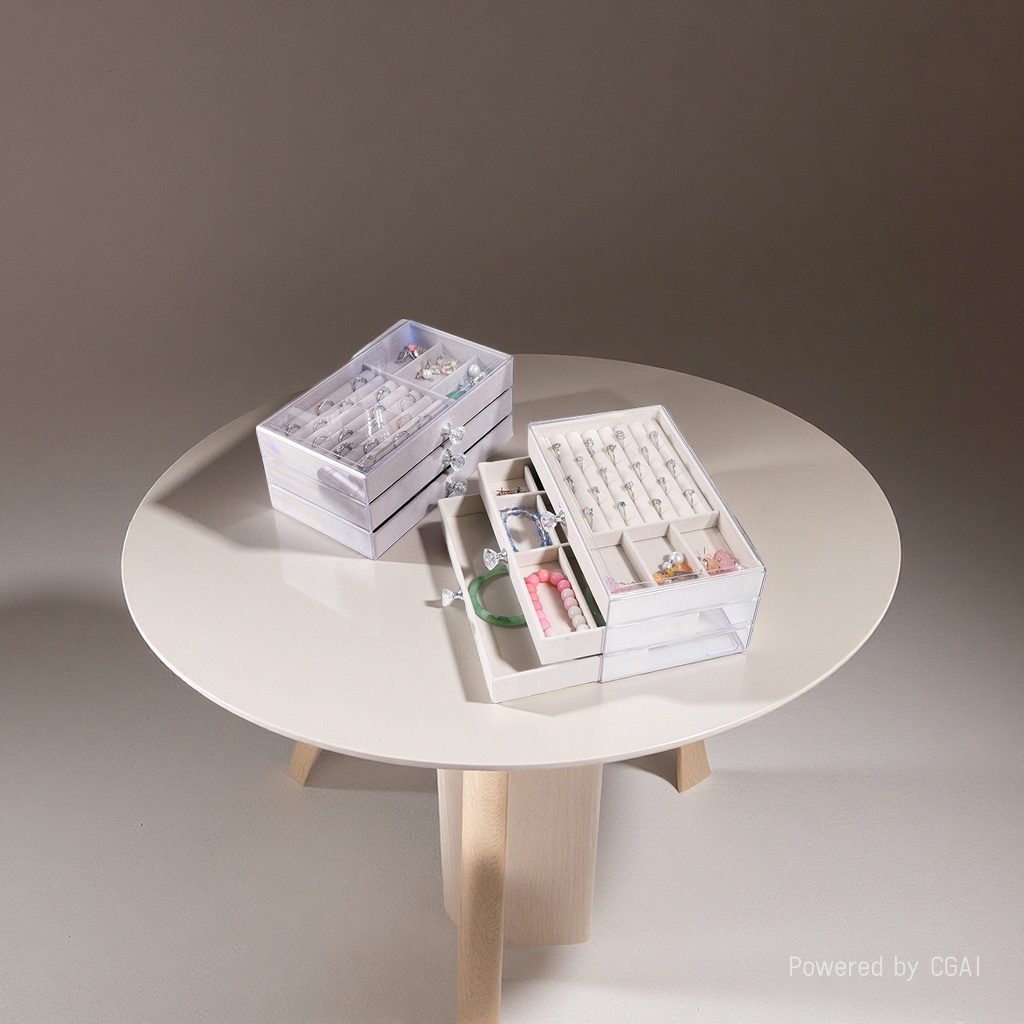 透明木质首饰盒珠宝收纳盒饰品盒子12格多功能礼盒收纳箱