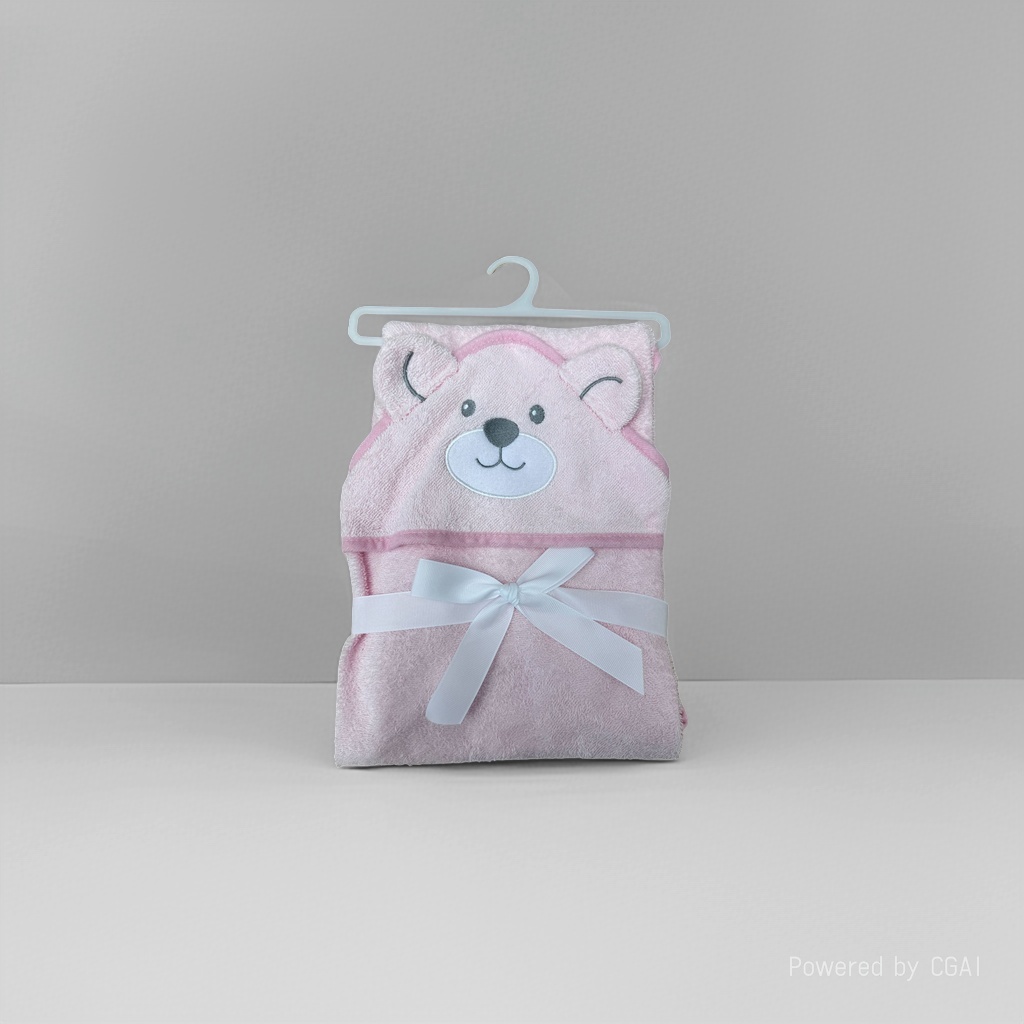 Sanrio pink bear-shaped baby bath towel, towel quilt, double-layer gauze dry hair cap, cartoon hand towel details Picture