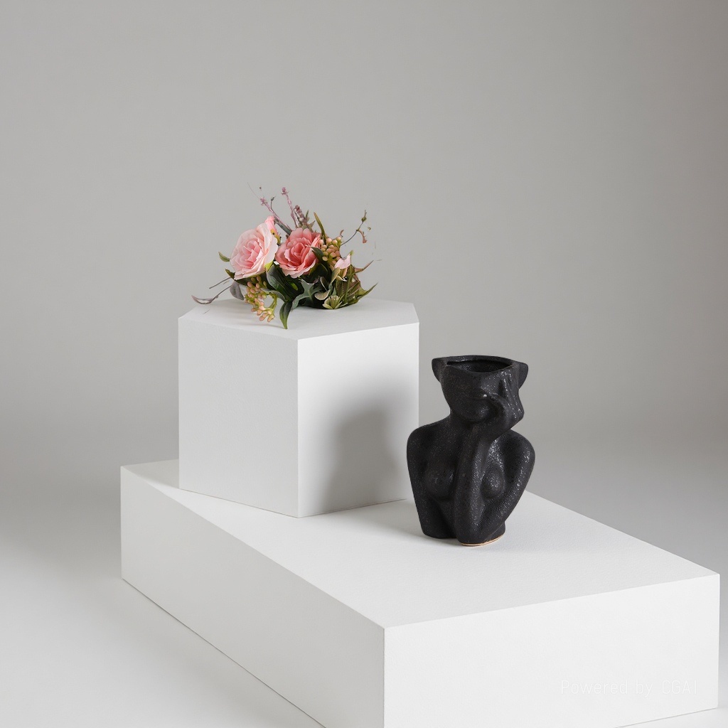 Ceramic human head vase 091113120