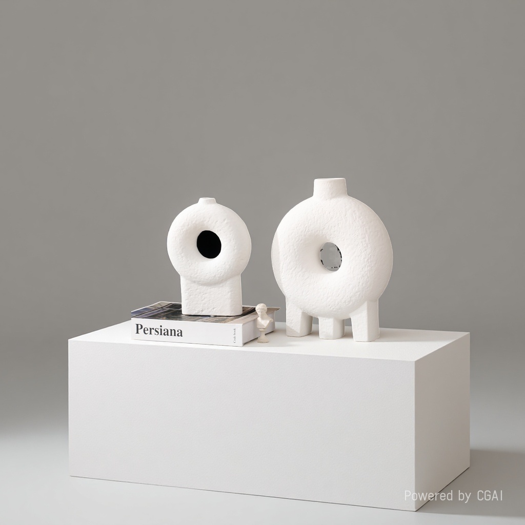Wabi-sabi style ceramic white vase 091245048 details Picture
