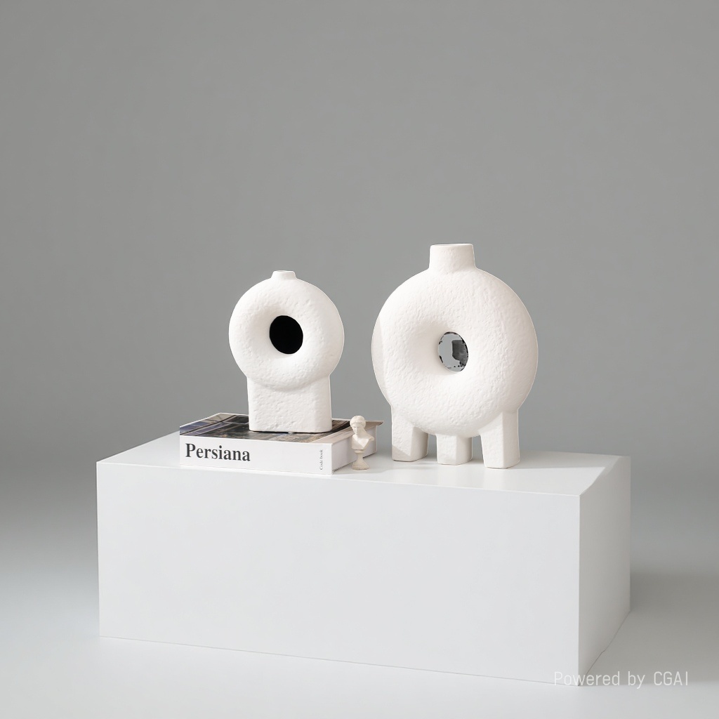 Wabi-sabi style ceramic white vase 091245048 Application Scenario
