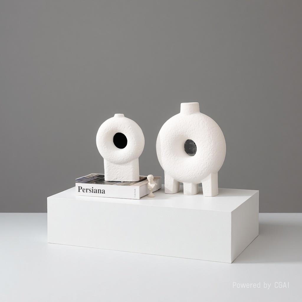 Wabi-sabi style ceramic white vase 091245048