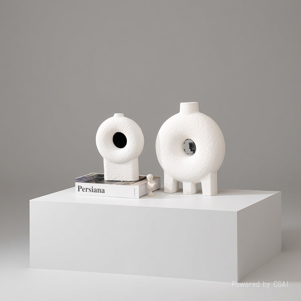 Wabi-sabi style ceramic white vase 091245048 Specification image