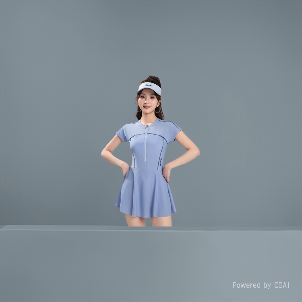 zoke泳衣女连体背心温泉泳衣修身显瘦透气舒适