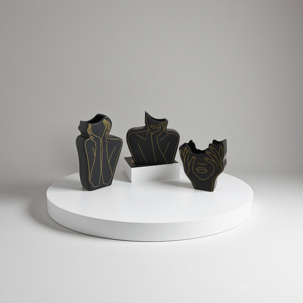 Black chin Support head Vase 091547878