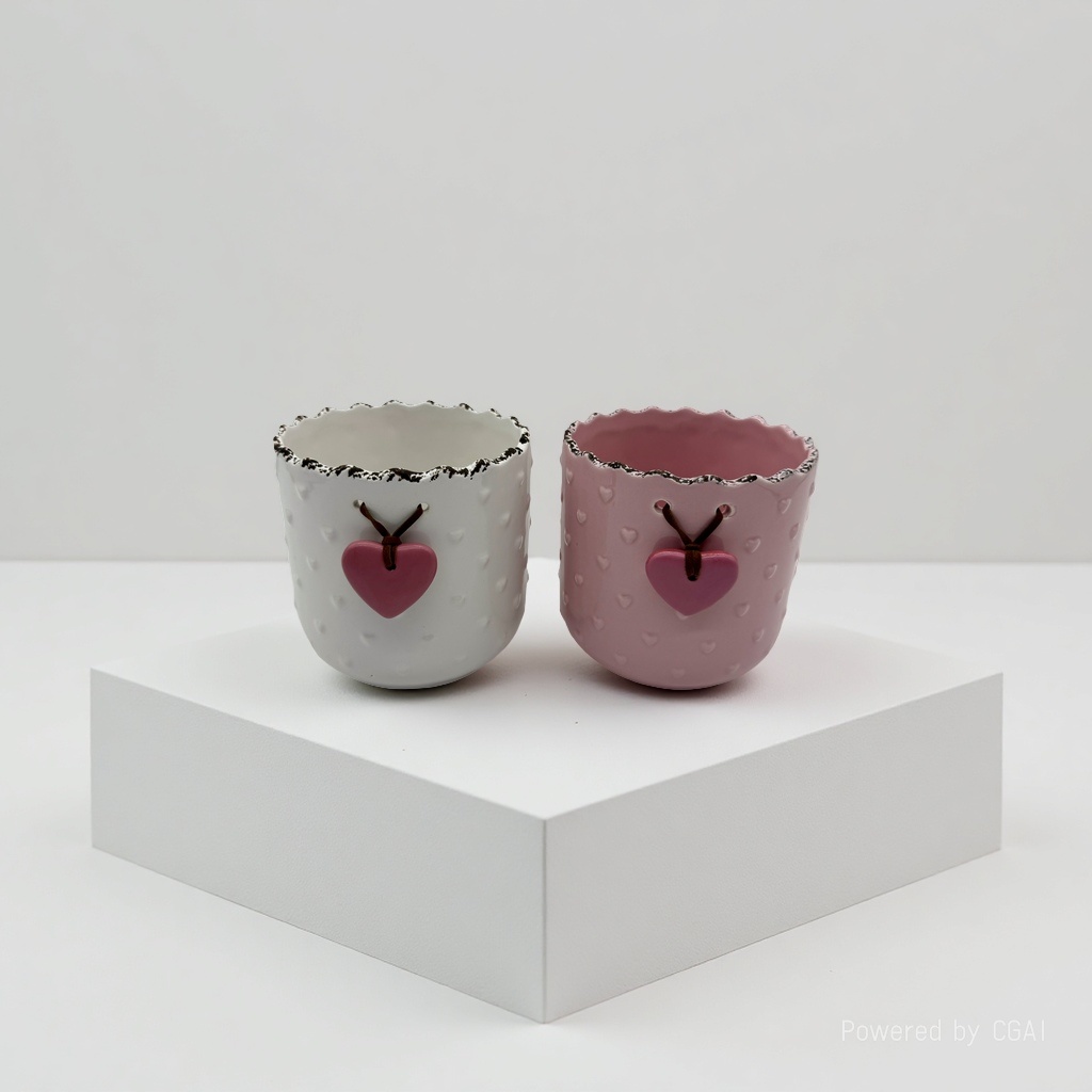 Ceramic heart-shaped pendant flower pot Ceramic handicrafts 091820123 Specification image