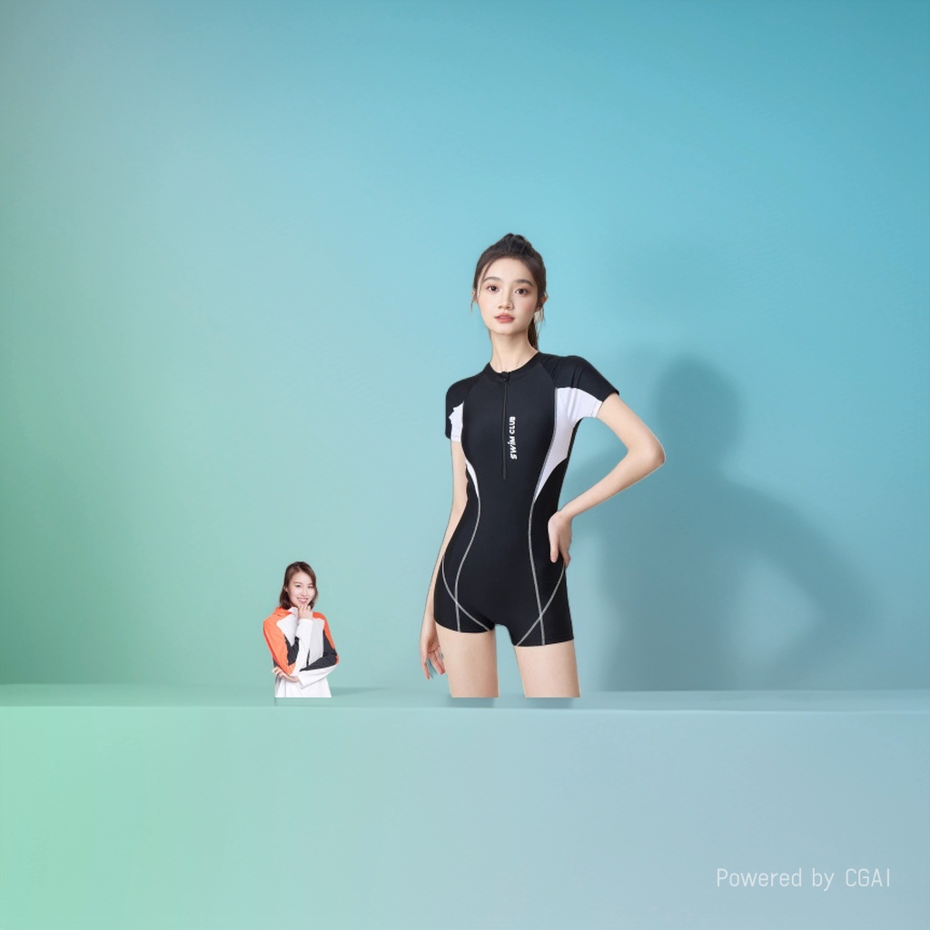 kk树显瘦高弹泳衣女性模特沙滩装比基尼女露背性感