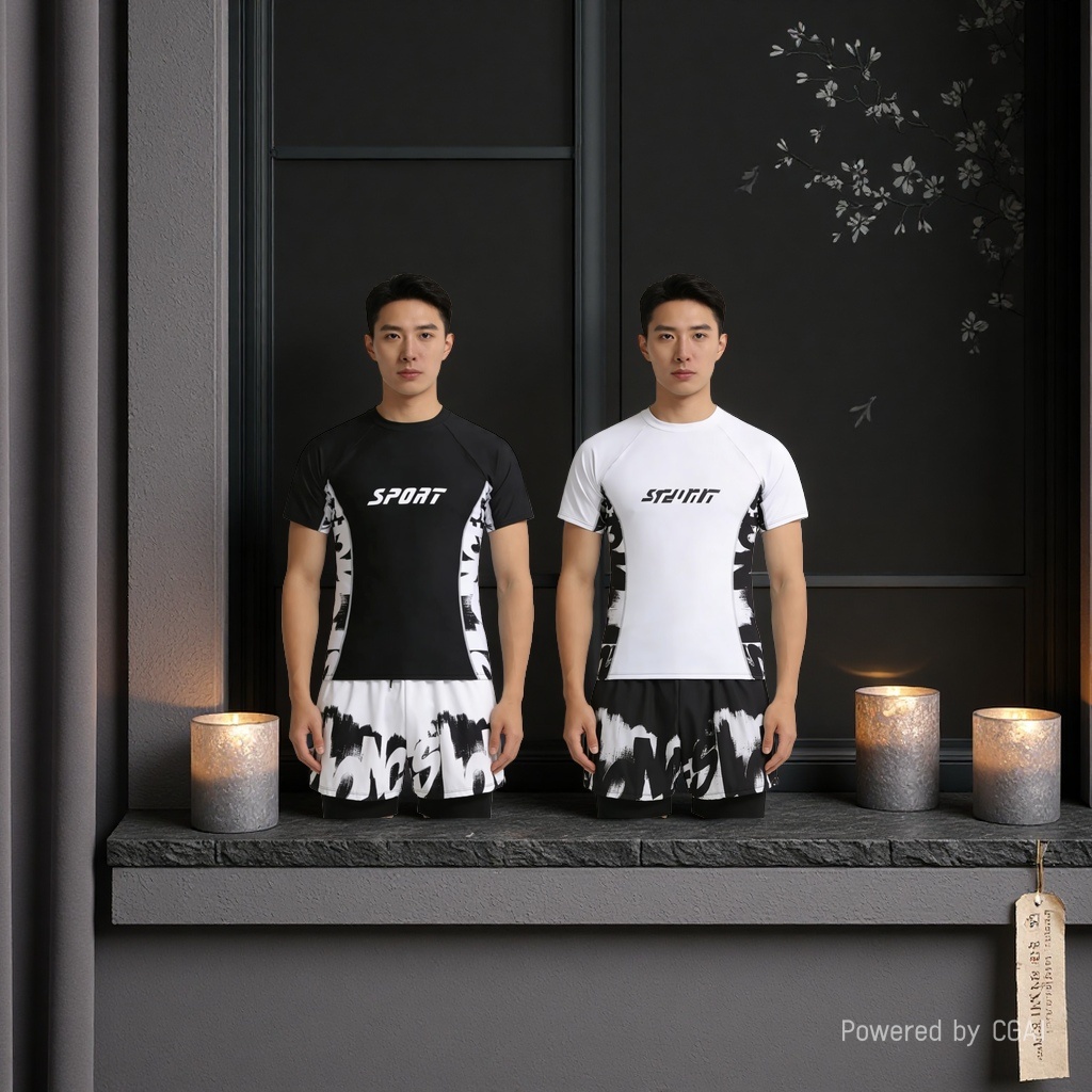 运动休闲套装男速干衣运动服摩托车分体雨衣模特同款