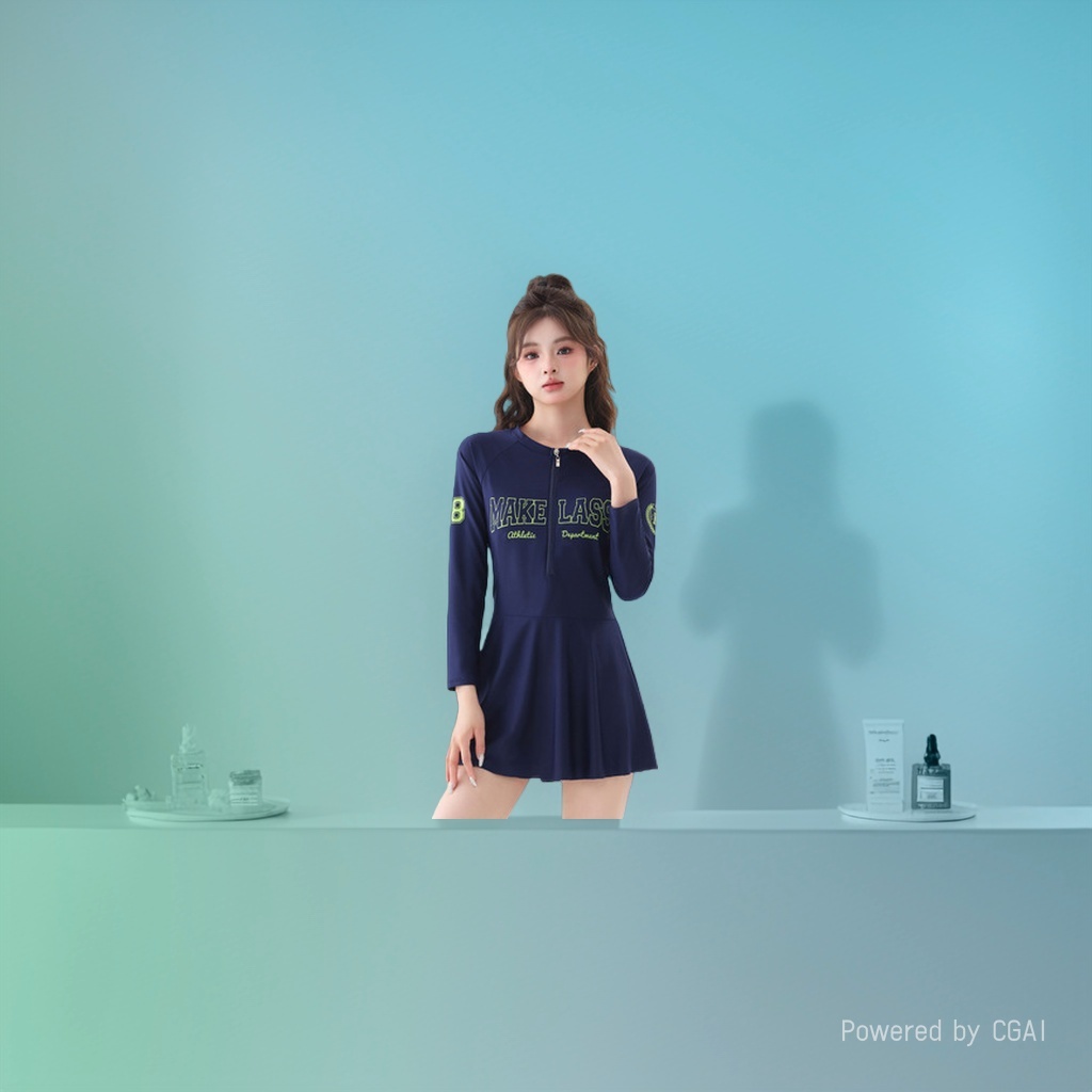 zoke泳衣女连体背心温泉泳衣修身显瘦透气舒适093108070