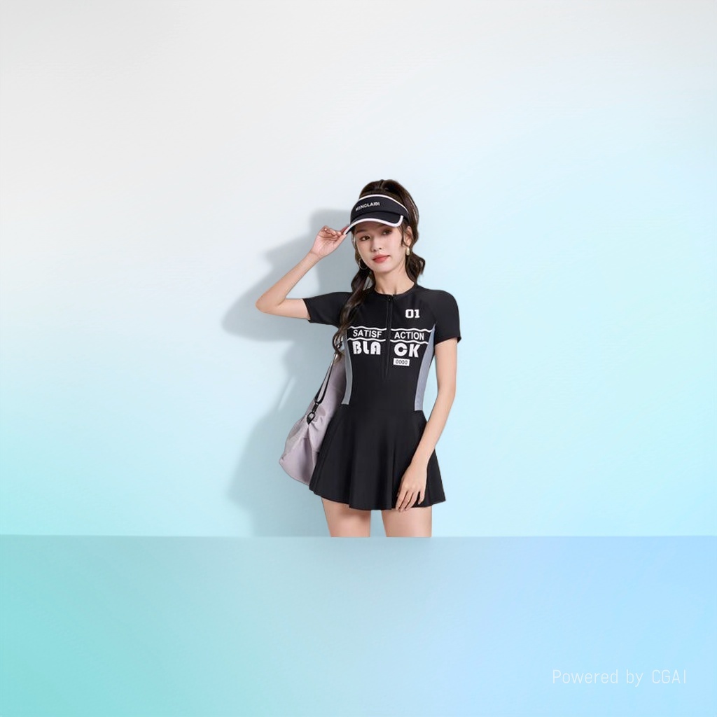 zoke泳衣女连体背心温泉泳衣修身显瘦透气舒适093250986
