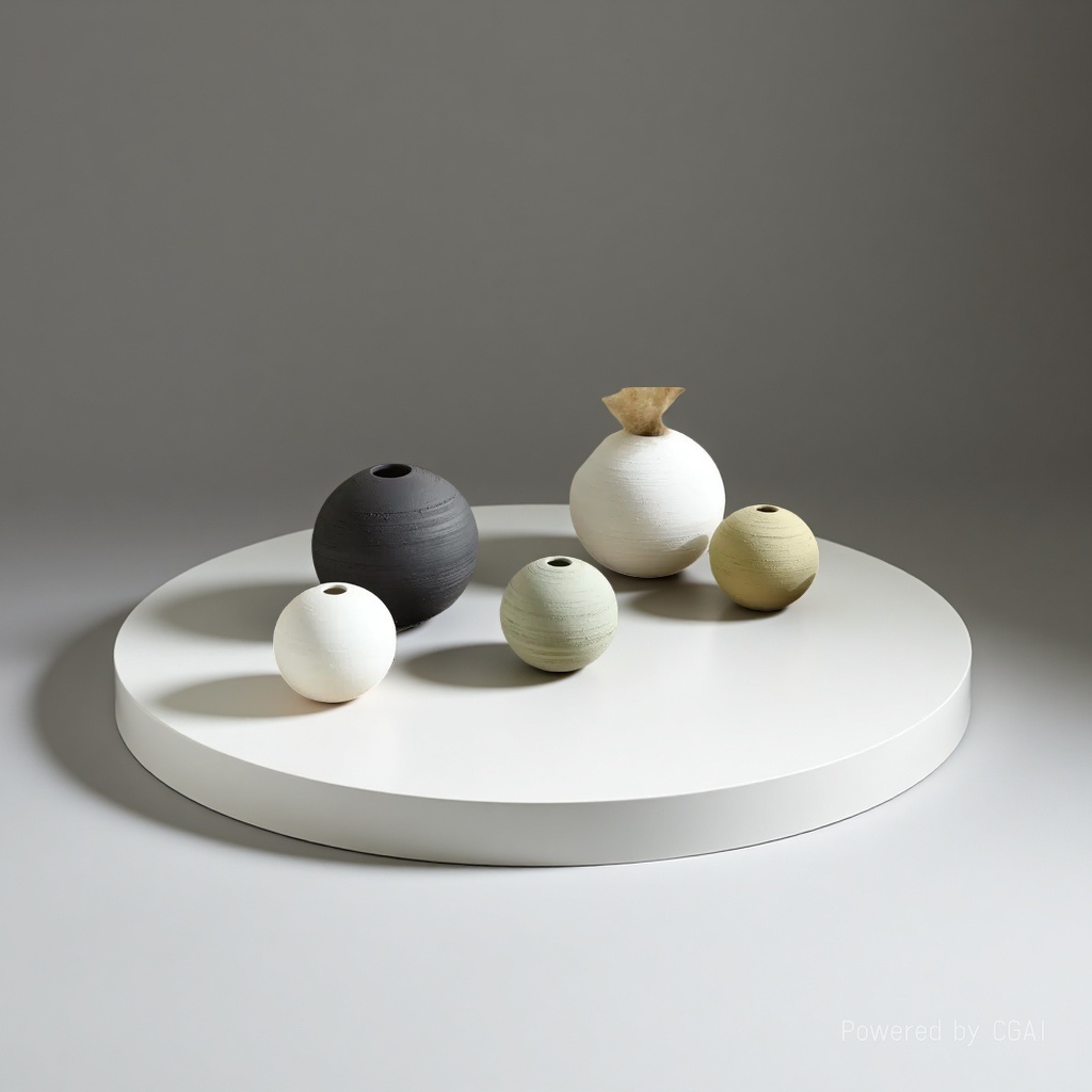 Wabi-sabi style colored brushed round vase handicrafts 093514844