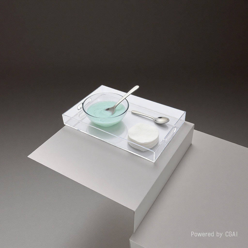 透明托盘加玻璃碗勺子棉片组合装