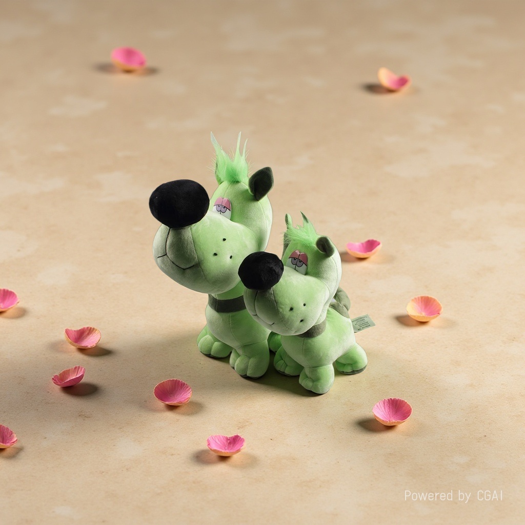 Green plush toys, trendy dolls, plush figurines, cute plush toys details Picture