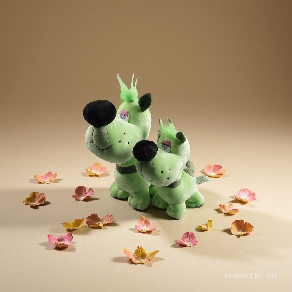 Green plush toys, trendy dolls, plush figurines, cute plush toys