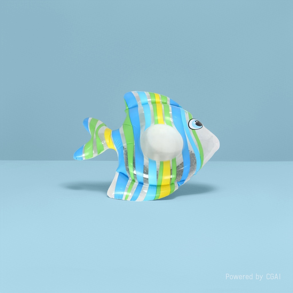 三丽鸥彩色条纹鱼形充气游泳圈儿童夏季卡通泳圈