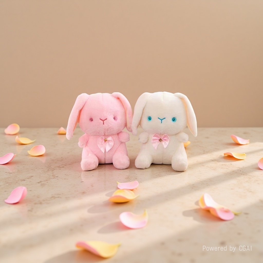 Plush toy rabbit figurine, two-color plush rabbit Specification image