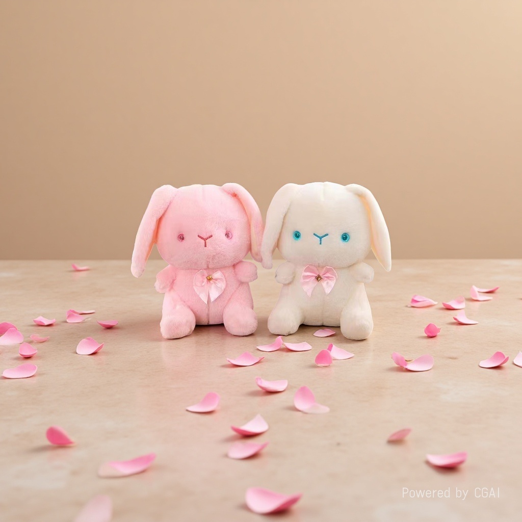Plush toy rabbit figurine, two-color plush rabbit details Picture