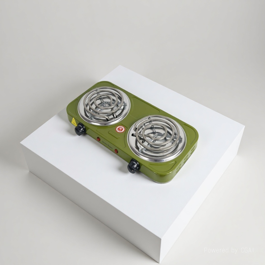 Double-head coil household electric stove, retro style adjustable temperature electric stove, small kitchen tea boiling and heating electric stove, small household appliances Specification image