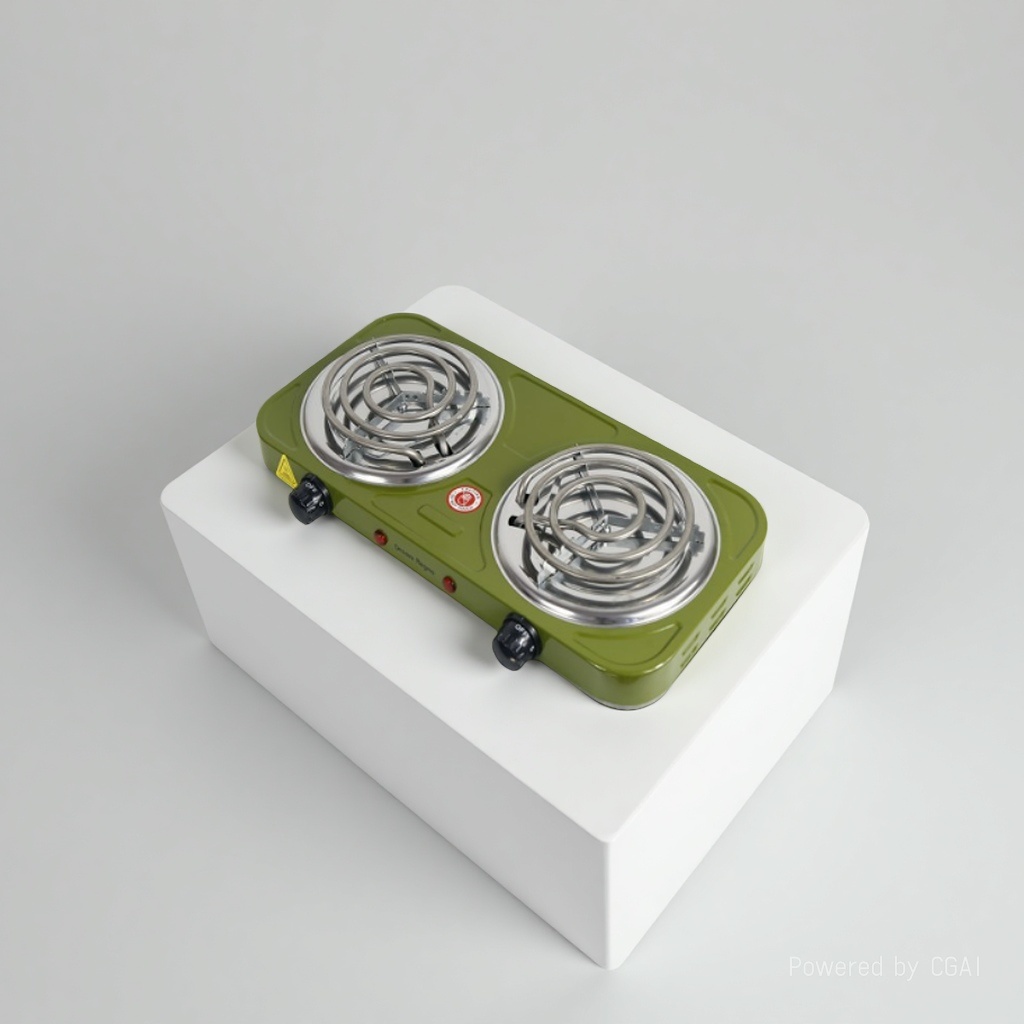 Double-head coil household electric stove, retro style adjustable temperature electric stove, small kitchen tea boiling and heating electric stove, small household appliances details Picture